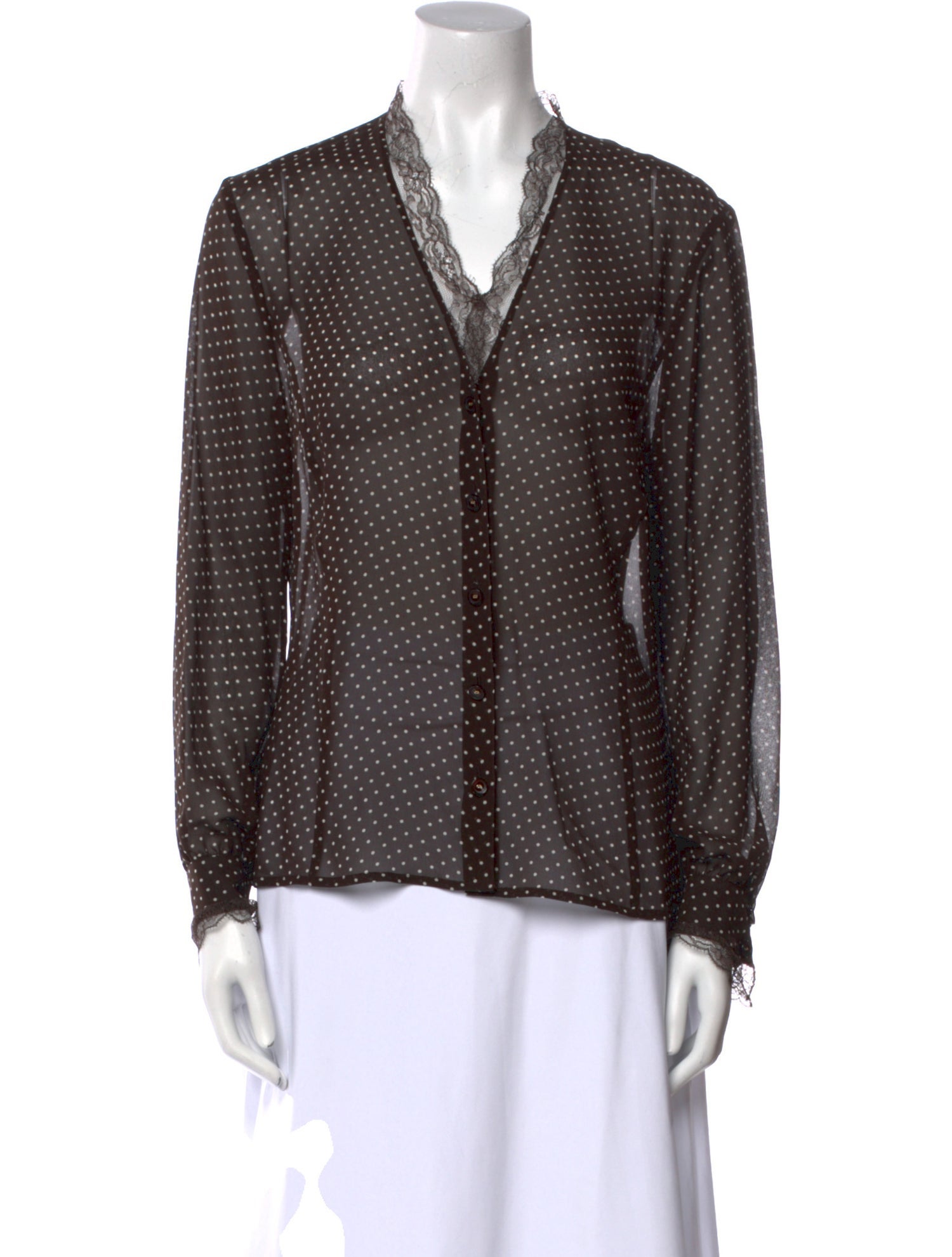 Escada Silk Polka Dot Print Blouse