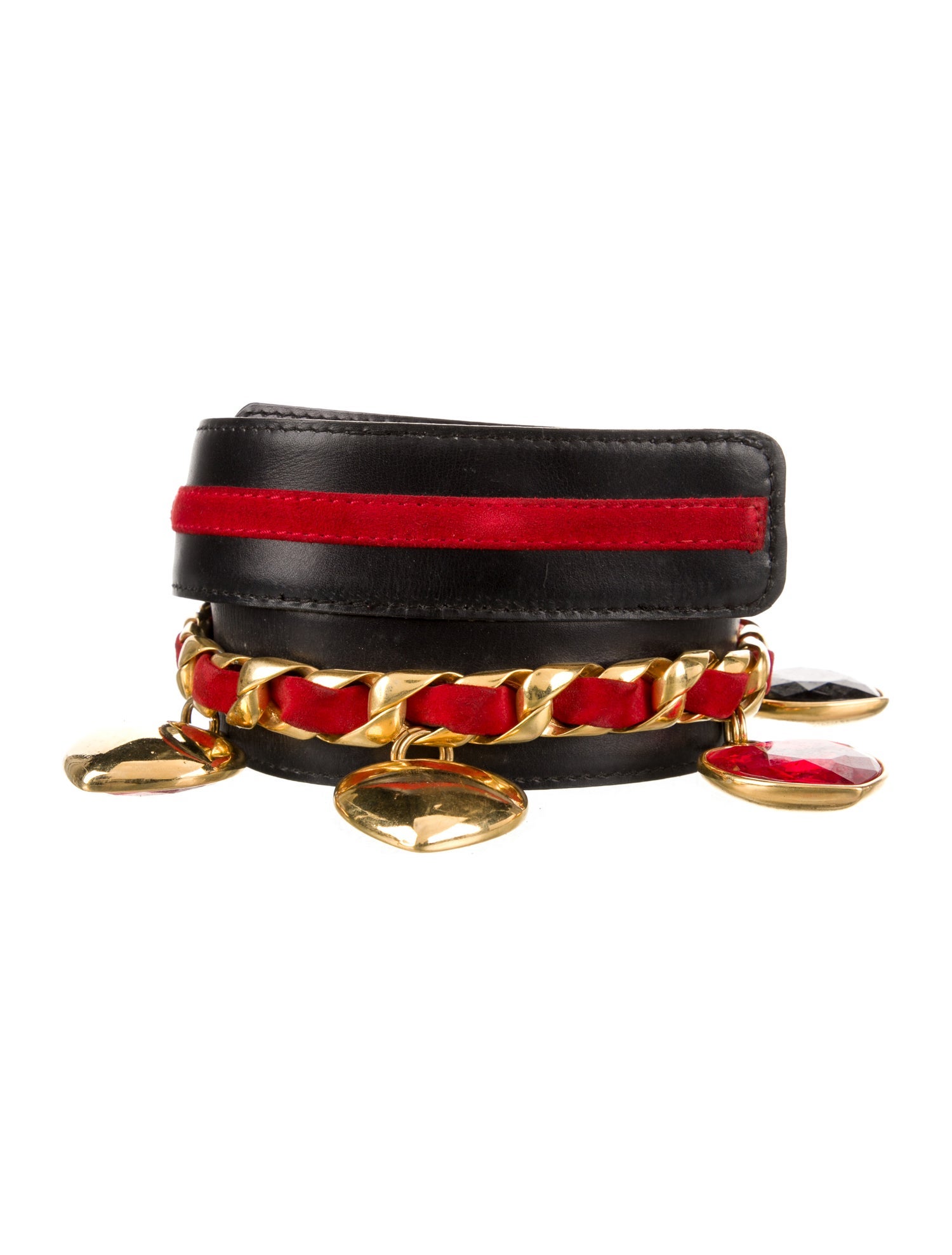 Escada Leather Chain-Link Accents Belt