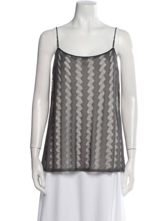 Escada Striped Square Neckline Top