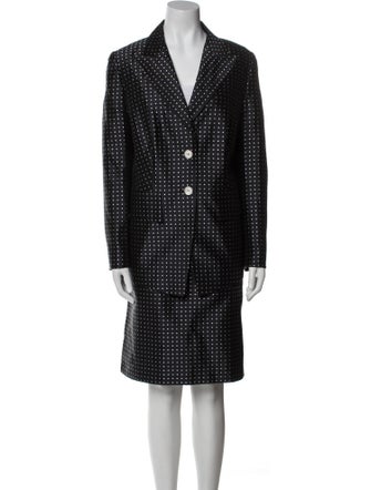 Escada Silk Polka Dot Print Skirt Suit