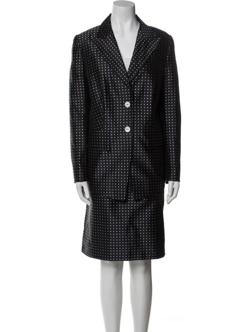 Escada Silk Polka Dot Print Skirt Suit