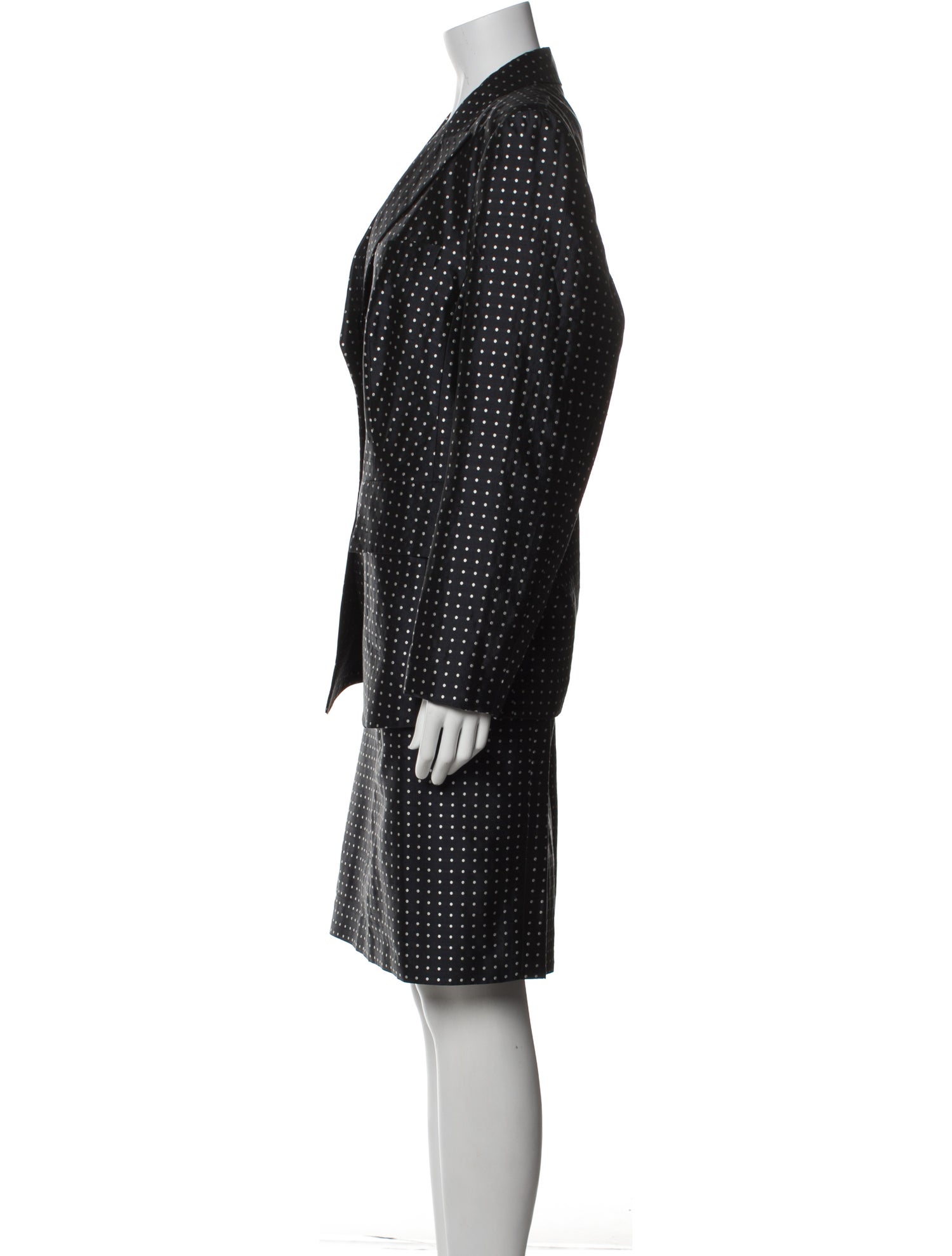 Escada Silk Polka Dot Print Skirt Suit
