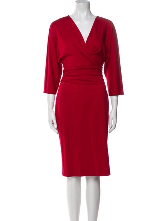 Escada V-Neck Midi Length Dress