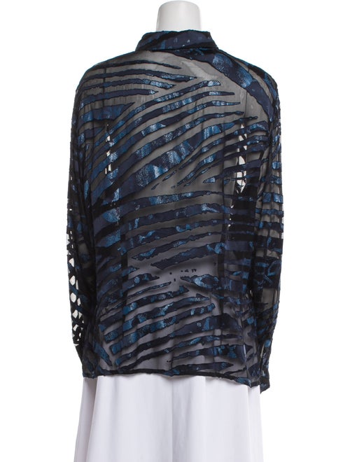 Escada Mock Neck Long Sleeve Button-Up Top