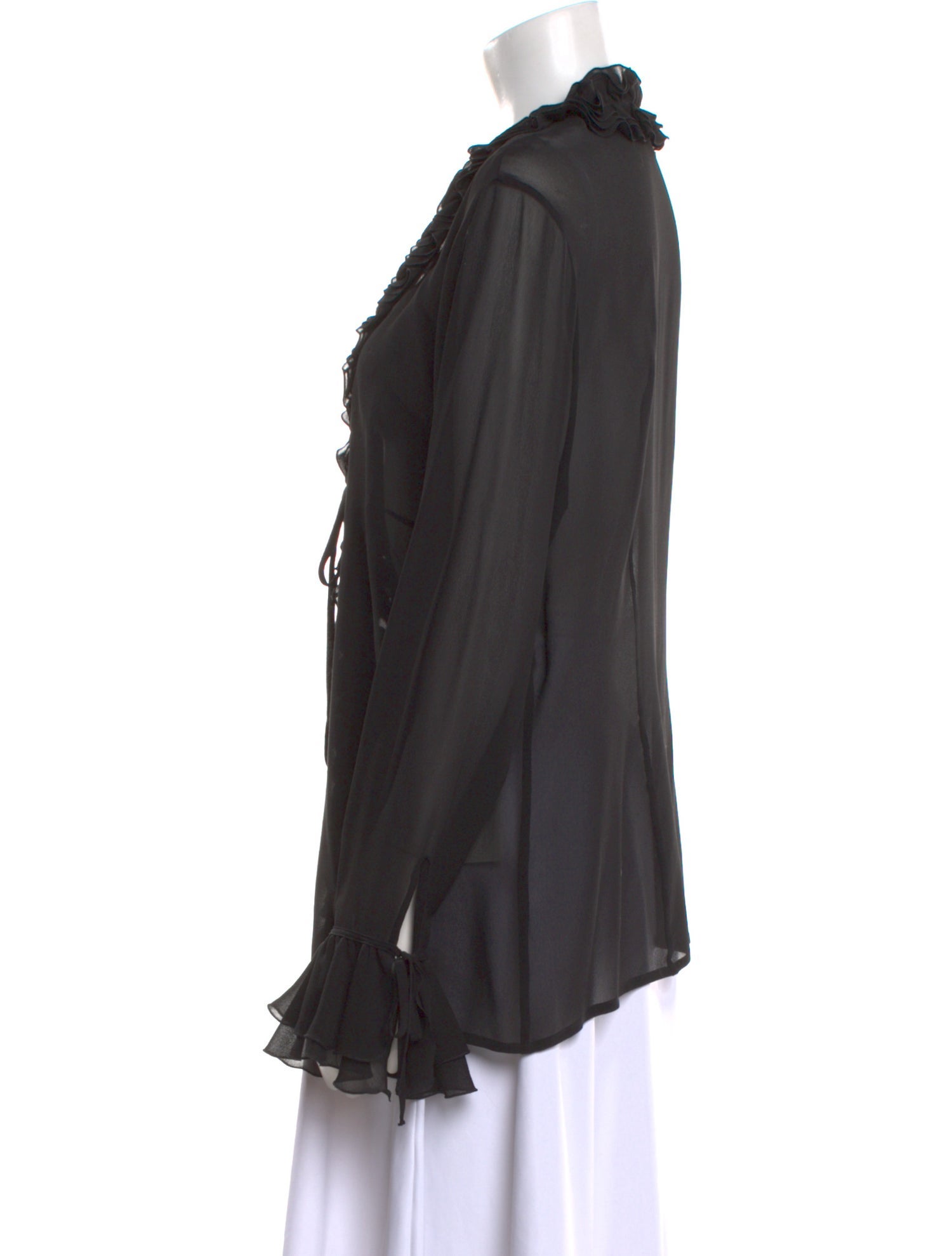 Escada Silk V-Neck Button-Up Top