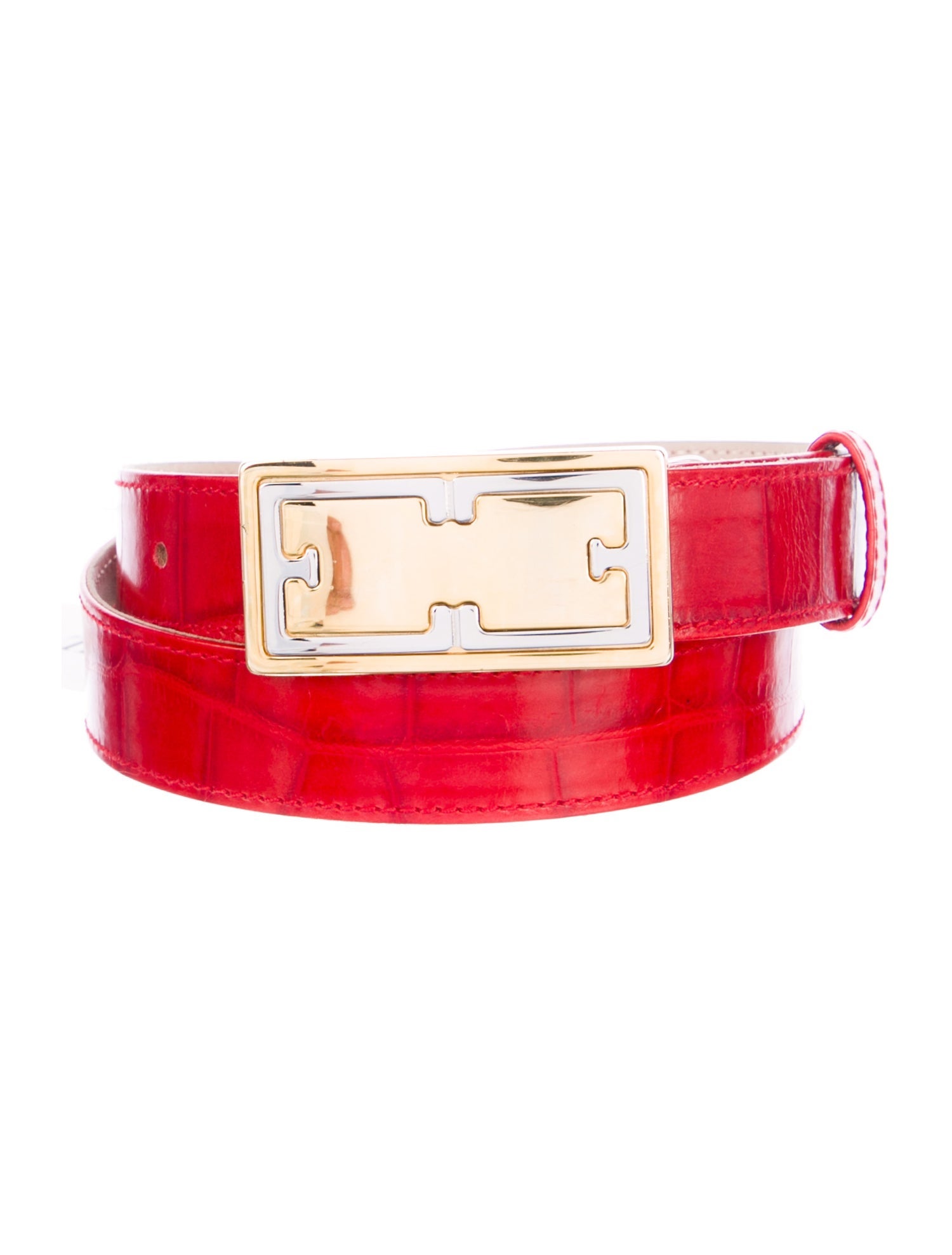 Escada Skinny Embossed Leather Belt