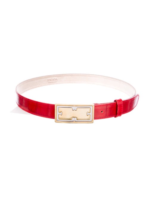 Escada Skinny Embossed Leather Belt