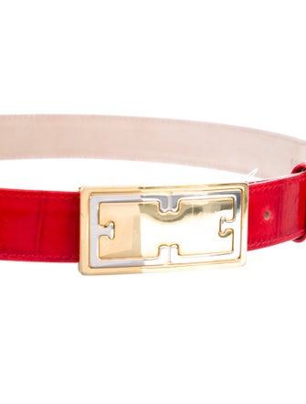 Escada Skinny Embossed Leather Belt