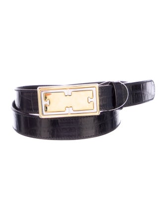 Escada Skinny Embossed Leather Waist Belt
