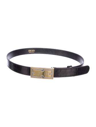Escada Skinny Embossed Leather Waist Belt