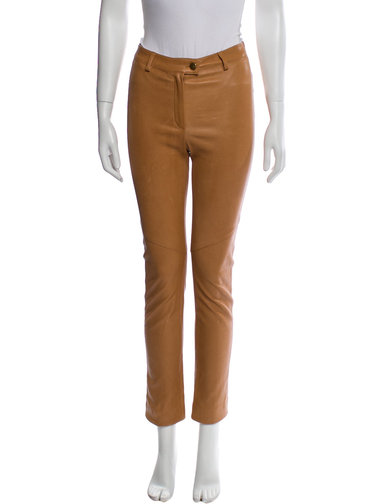 Escada Leather Straight Leg Pants