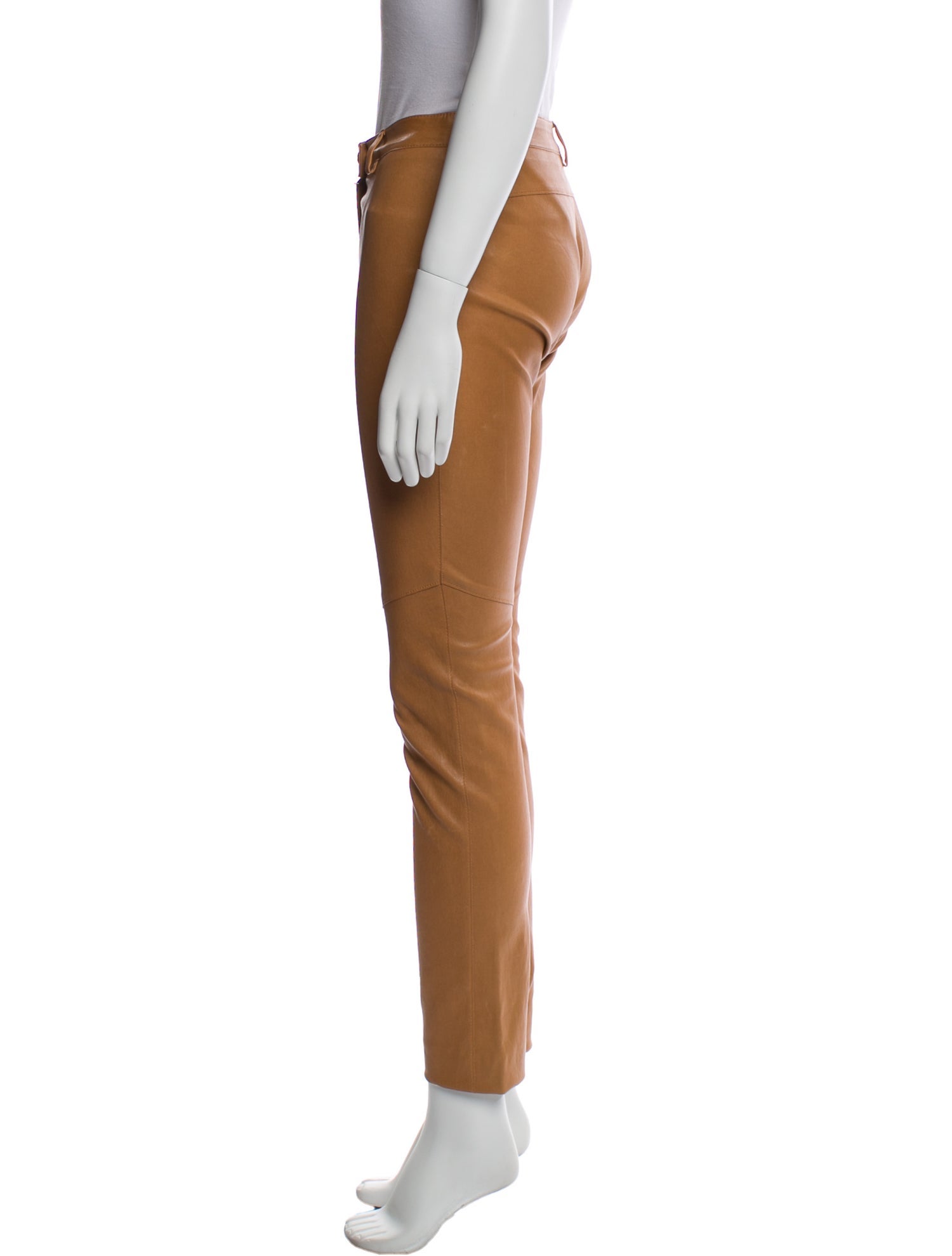 Escada Leather Straight Leg Pants