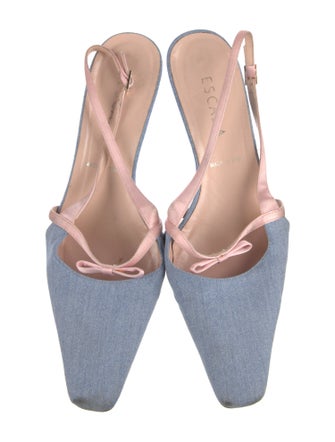 Escada Denim Colorblock Pattern Slingback Pumps