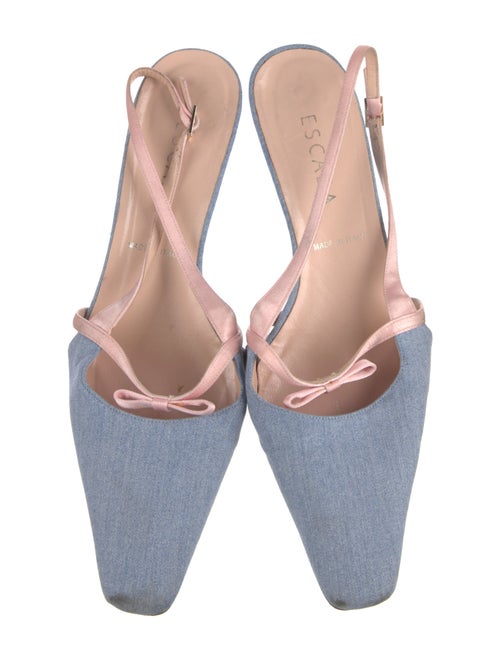 Escada Denim Colorblock Pattern Slingback Pumps