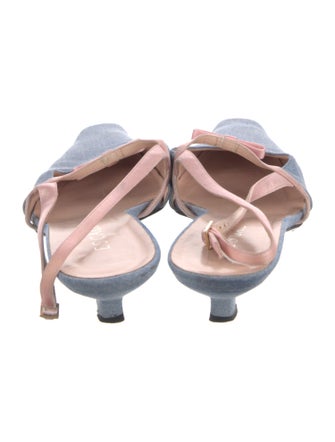 Escada Denim Colorblock Pattern Slingback Pumps