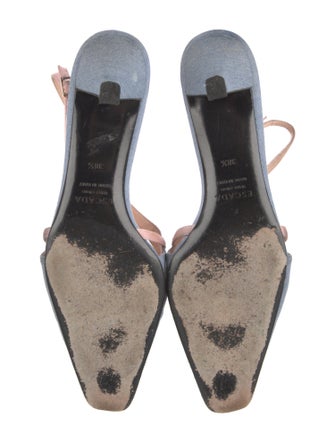 Escada Denim Colorblock Pattern Slingback Pumps