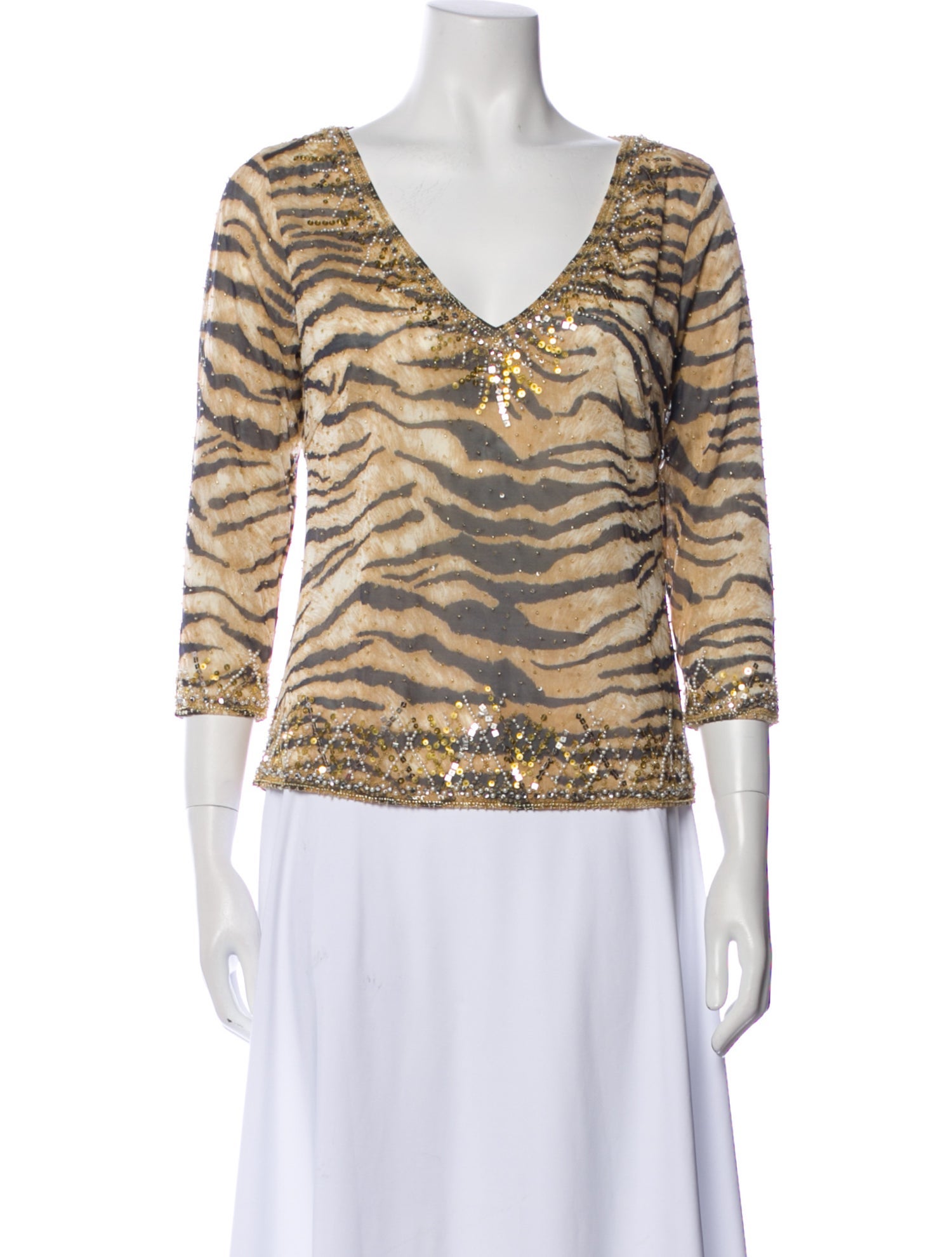 Escada Animal Print V-Neck Top
