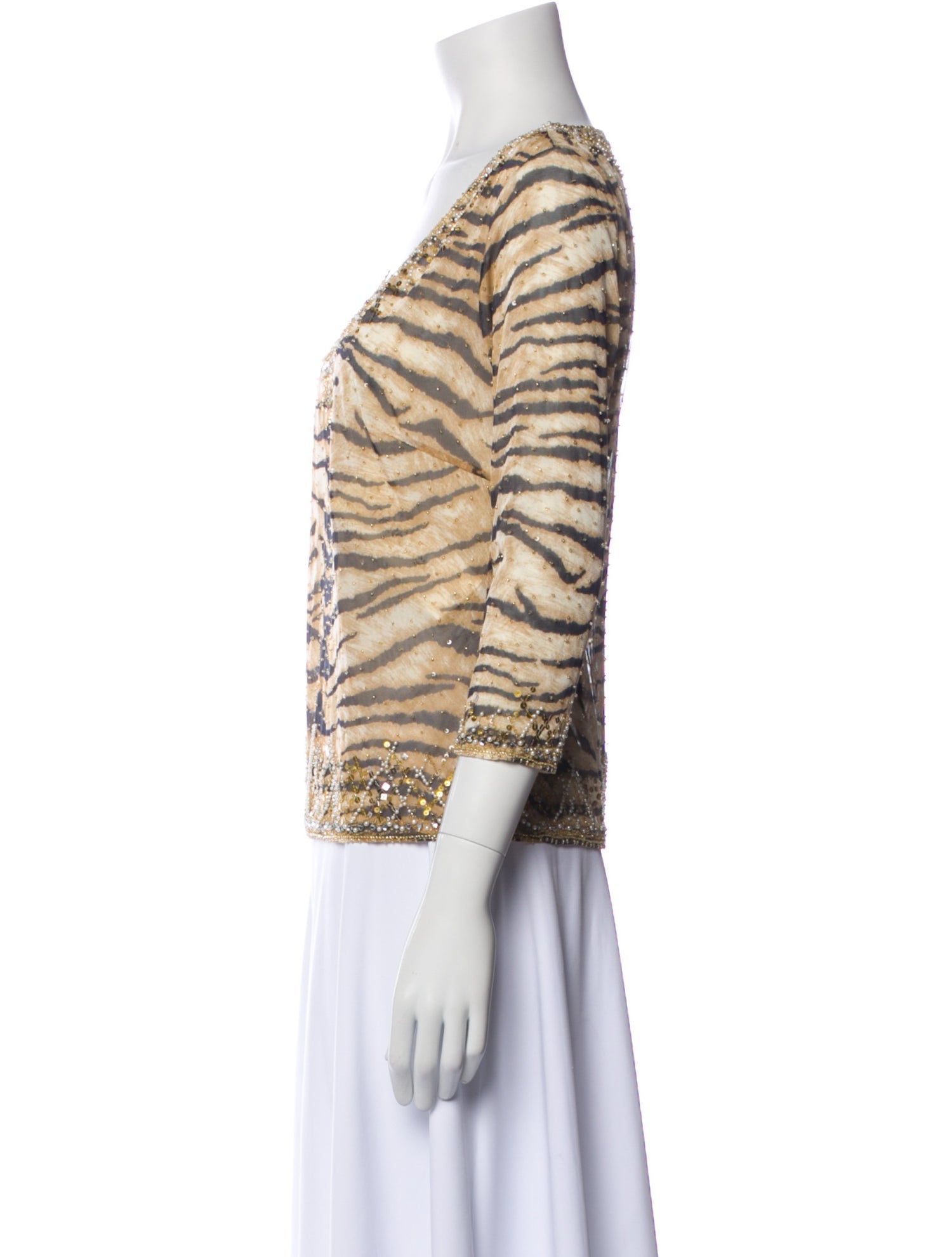 Escada Animal Print V-Neck Top