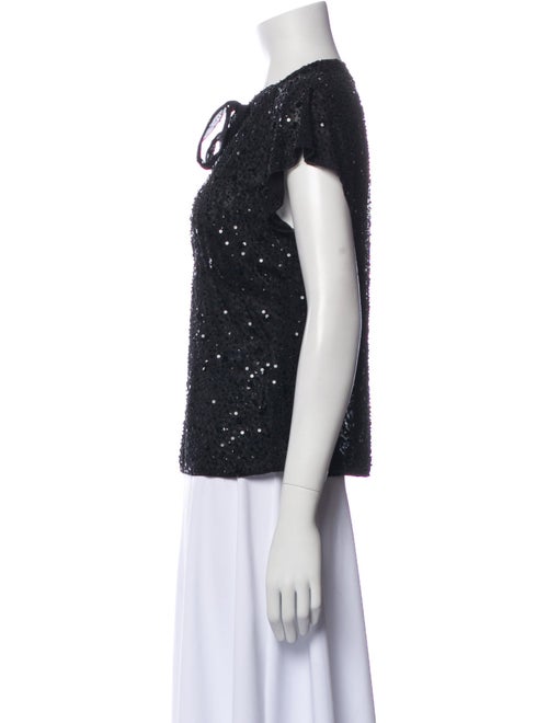 Escada Tie Neck Short Sleeve Top