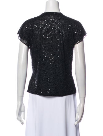 Escada Tie Neck Short Sleeve Top