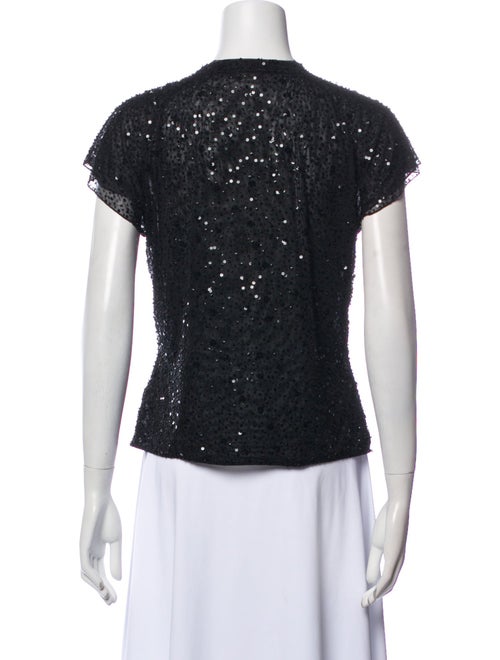 Escada Tie Neck Short Sleeve Top