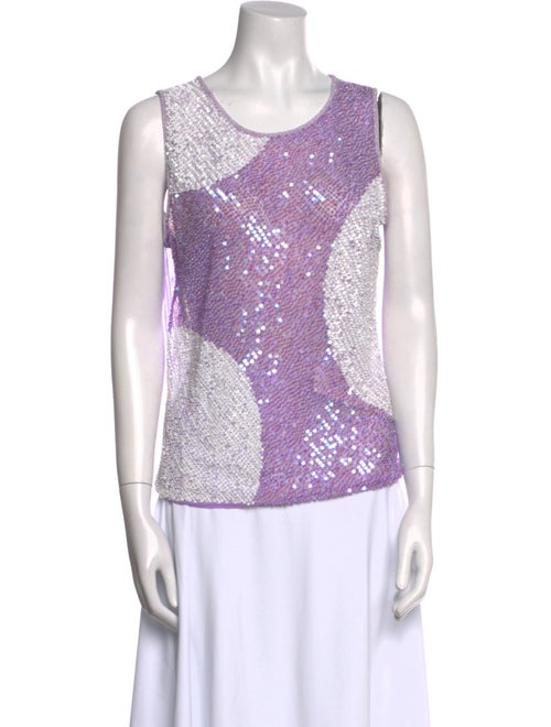 Escada Lace Pattern Scoop Neck Top