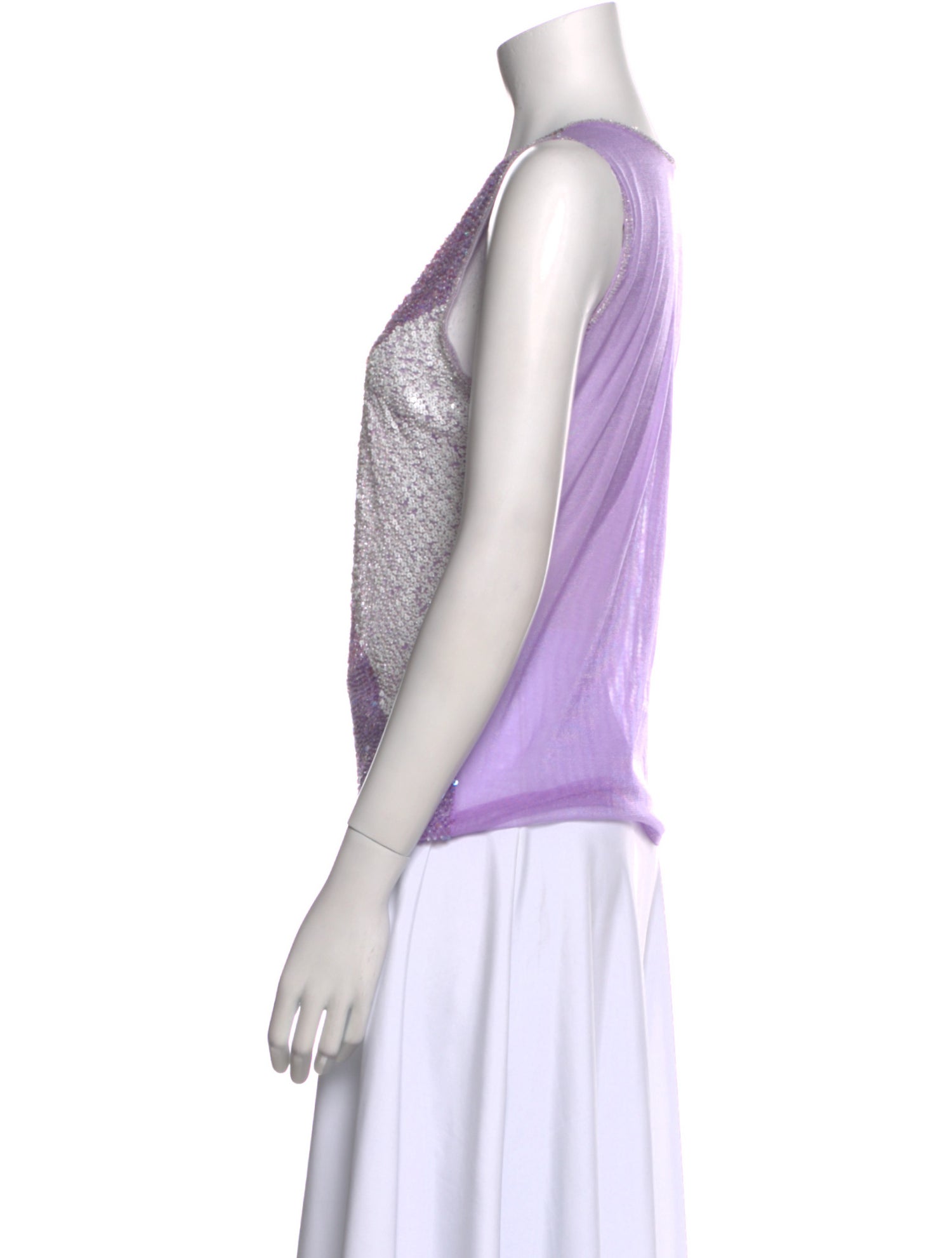 Escada Lace Pattern Scoop Neck Top