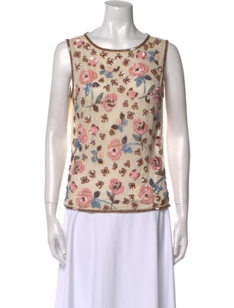 Escada Printed Scoop Neck Top