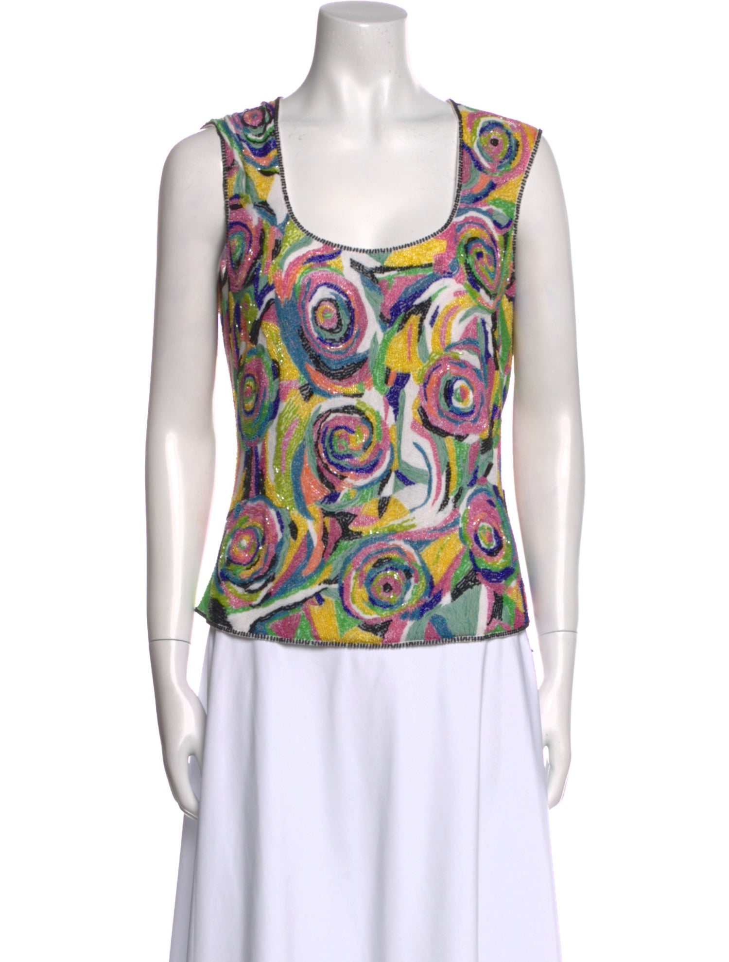 Escada Printed Scoop Neck Top