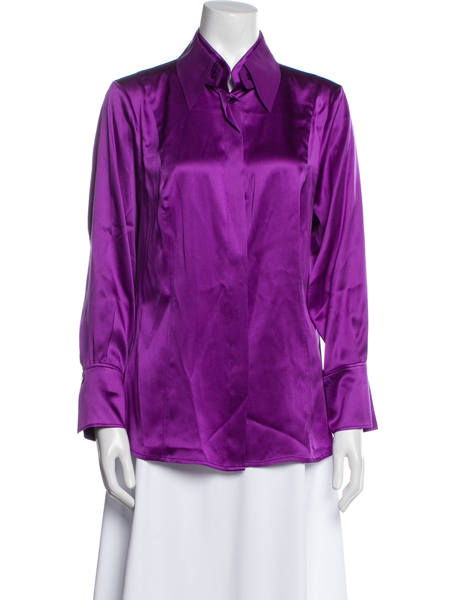 Escada Silk Long Sleeve Button-Up Top
