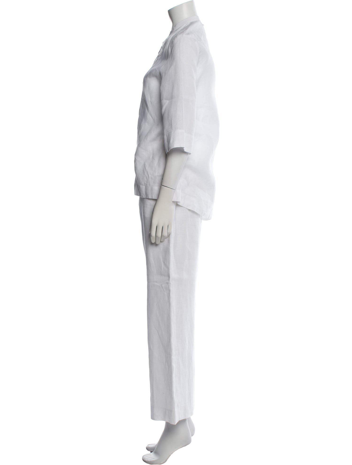 Escada Linen Crystal Embellishments Pant Set