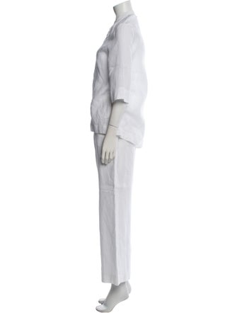 Escada Linen Crystal Embellishments Pant Set