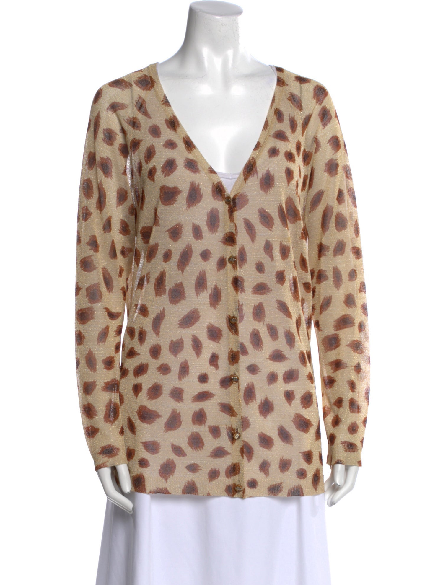Escada Animal Print V-Neck Sweater