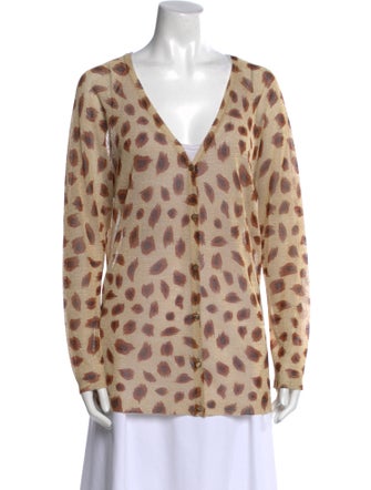 Escada Animal Print V-Neck Sweater
