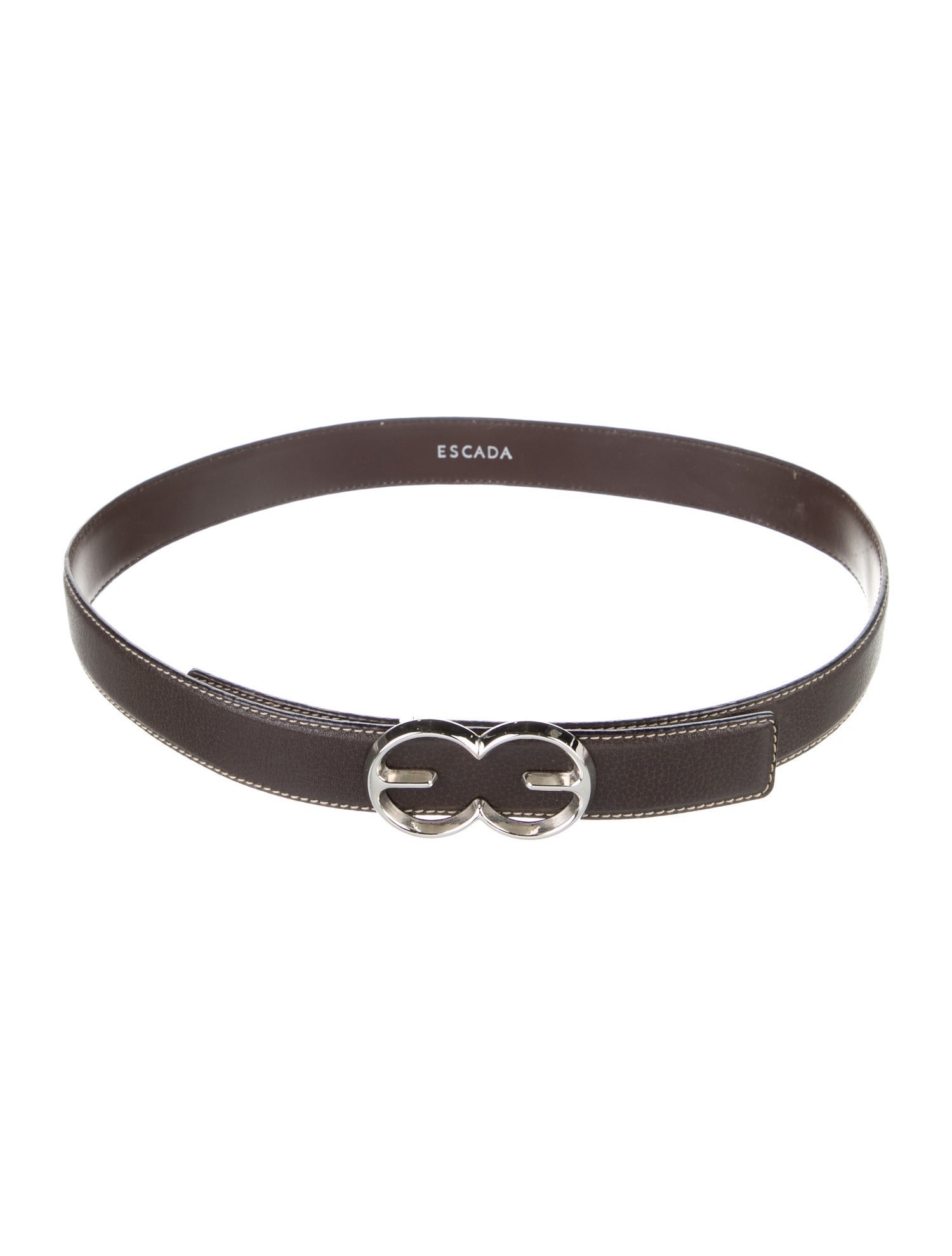 Escada Leather Whipstitch Trim Waist Belt