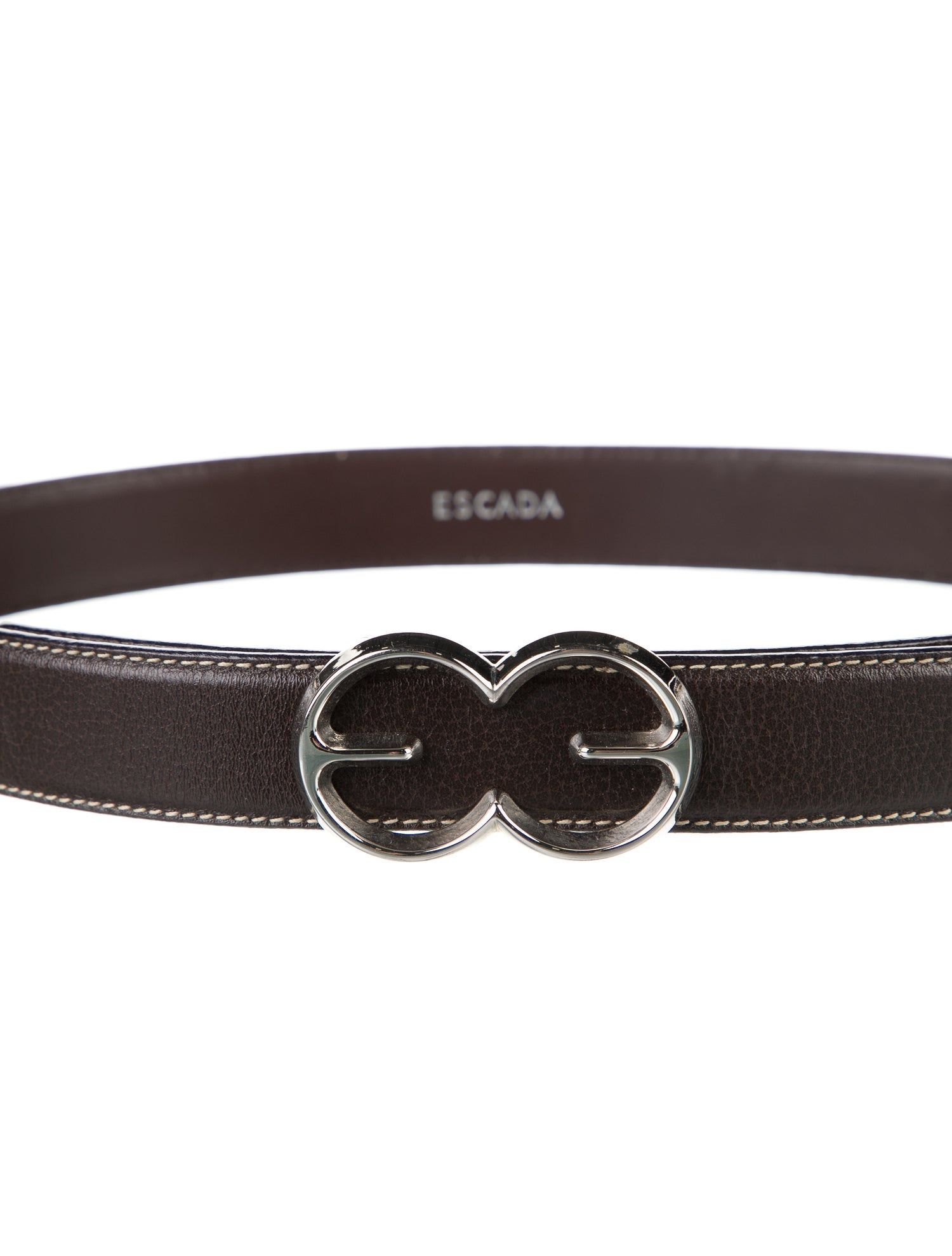 Escada Leather Whipstitch Trim Waist Belt