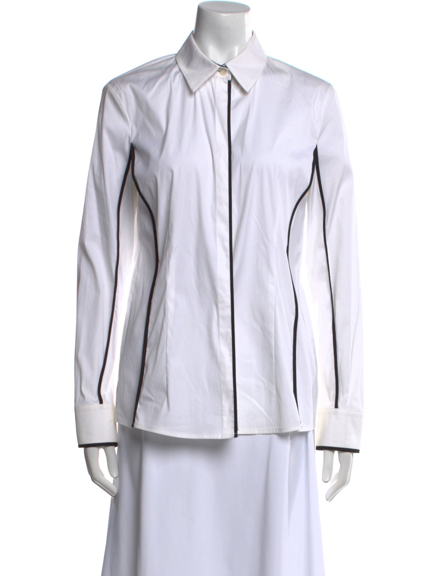 Escada Striped Long Sleeve Button-Up Top
