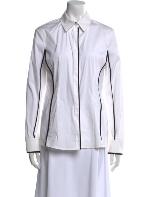 Escada Striped Long Sleeve Button-Up Top
