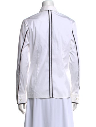 Escada Striped Long Sleeve Button-Up Top