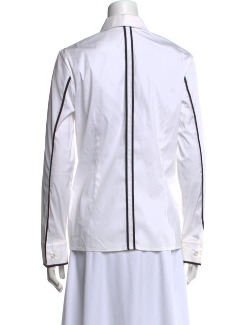 Escada Striped Long Sleeve Button-Up Top