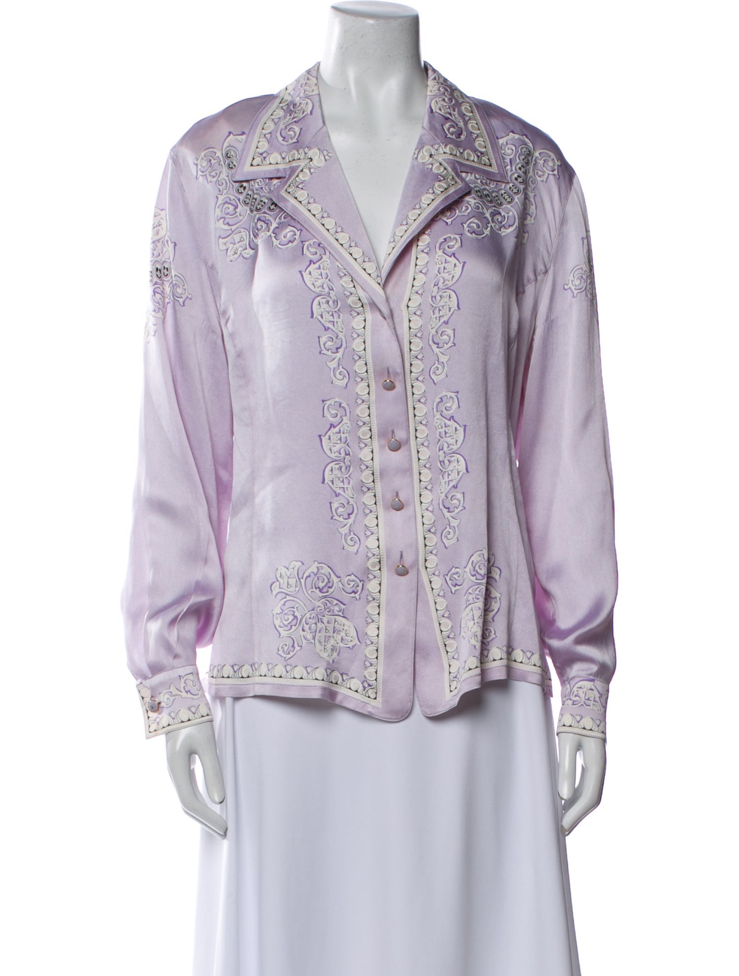 Escada Silk Printed Button-Up Top