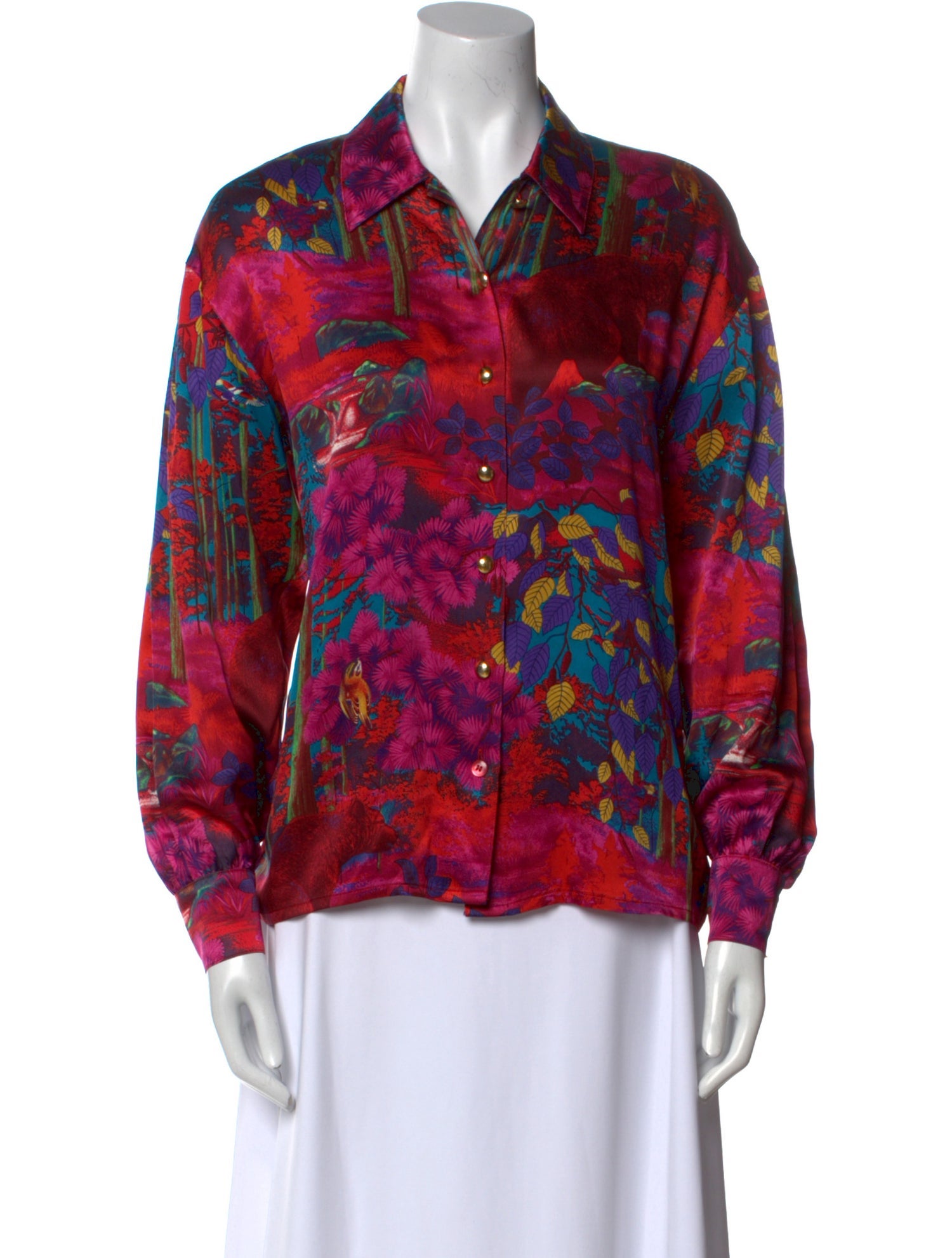 Escada Silk Printed Button-Up Top