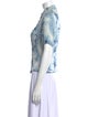 Escada Tie-Dye Print Short Sleeve Button-Up Top