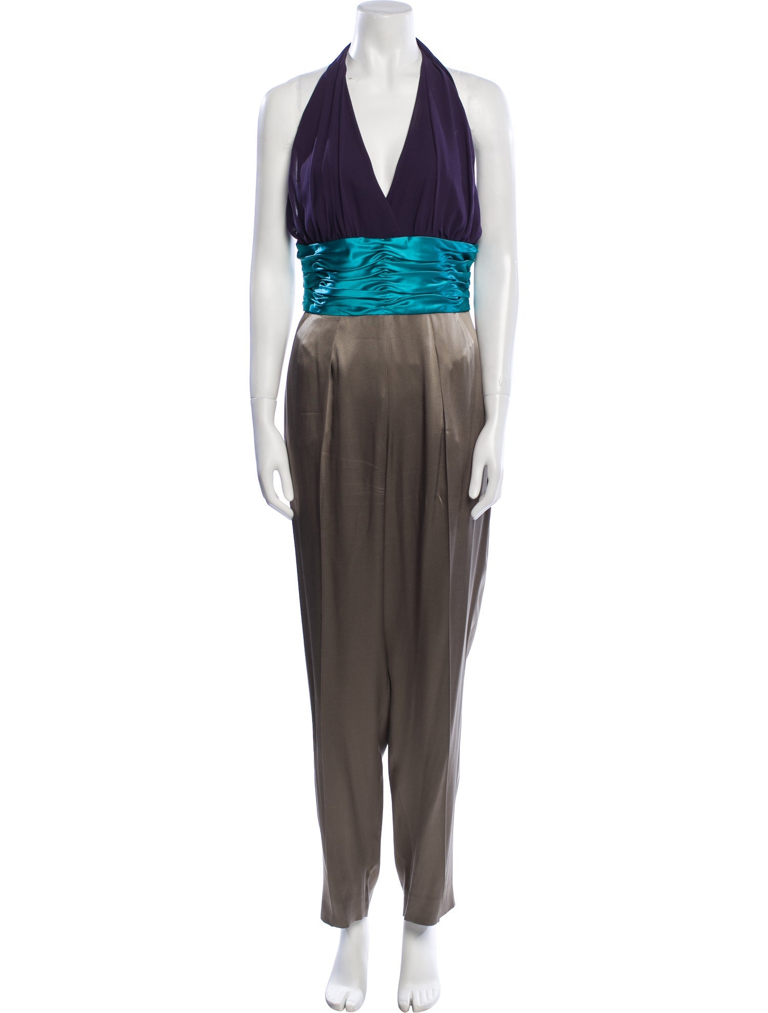 Escada Silk Colorblock Pattern Jumpsuit