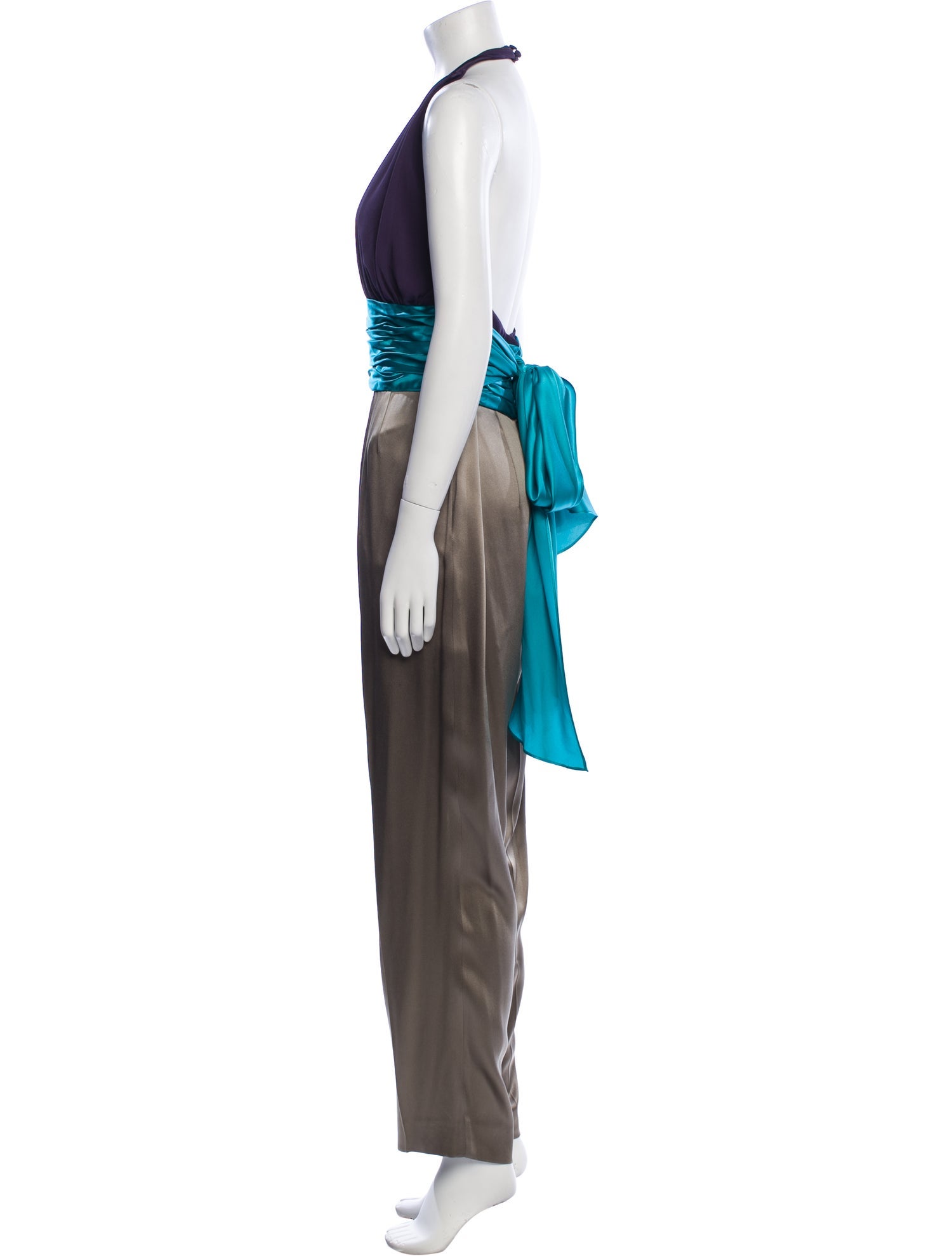 Escada Silk Colorblock Pattern Jumpsuit