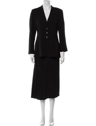 Escada Wool Pleated Accents Skirt Suit
