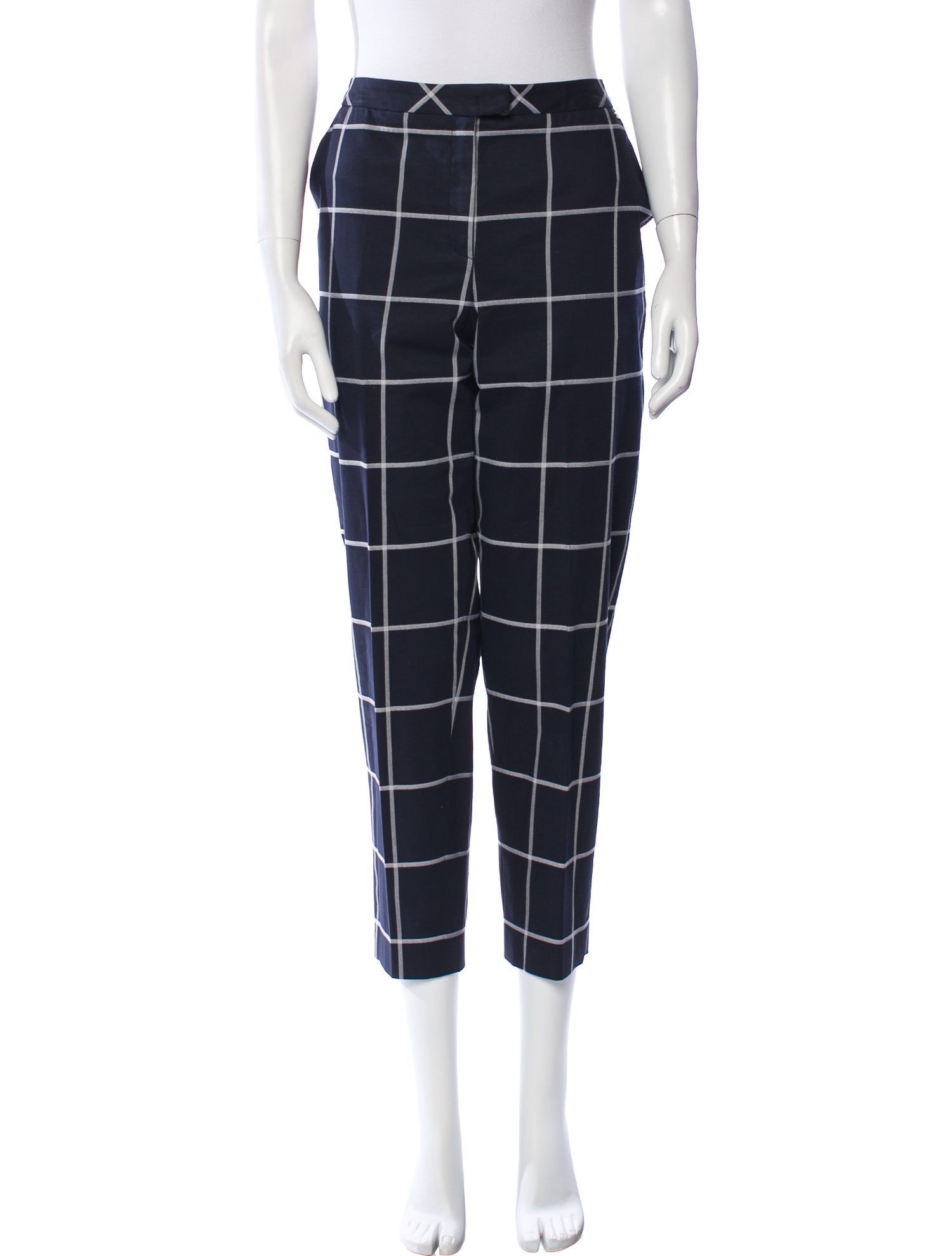 Escada Plaid Print Straight Leg Pants