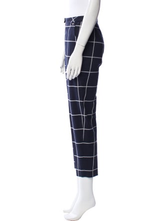 Escada Plaid Print Straight Leg Pants