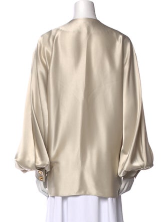 Escada V-Neck Long Sleeve Blouse