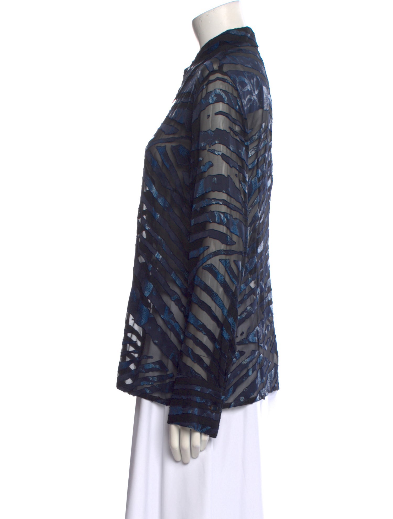 Escada Animal Print Long Sleeve Button-Up Top